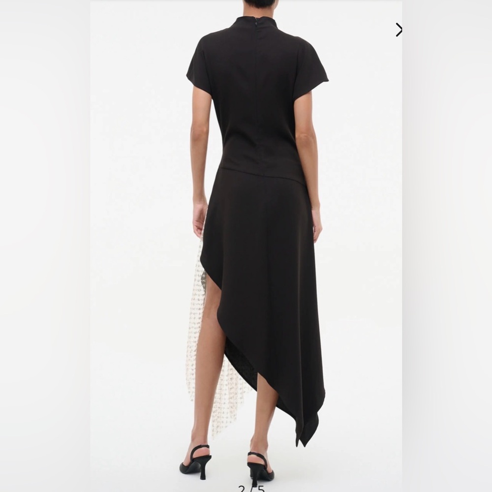 NWT STAUD Effie Drape Mock Neck Asymmetrical Max Dress, Size 2 - Picture 3 of 10